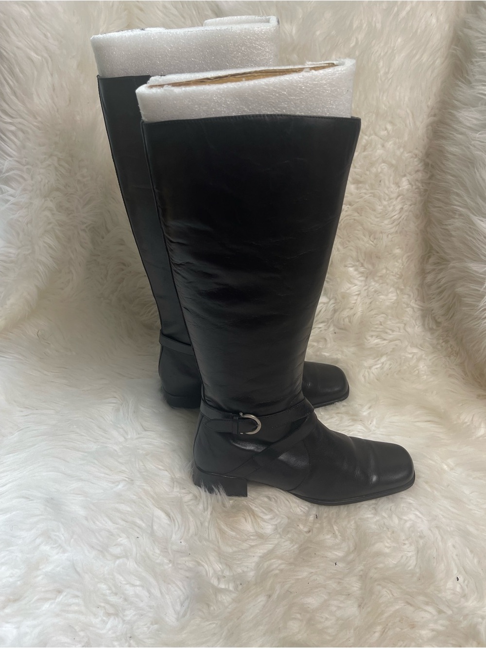 Vintage Etienne Aigner Klark Black Leather Knee-High Riding Boots SZ9M